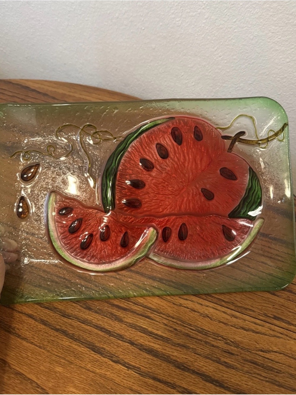 Decorative Watermelon Glass Platter large green glass summer fruit platter